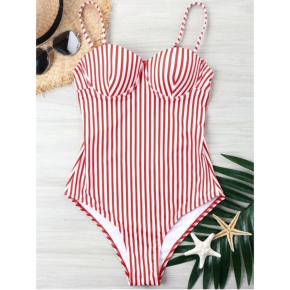 Zaful Other - 👙2/$26 Zaful Striped High Cut One Piece M/6